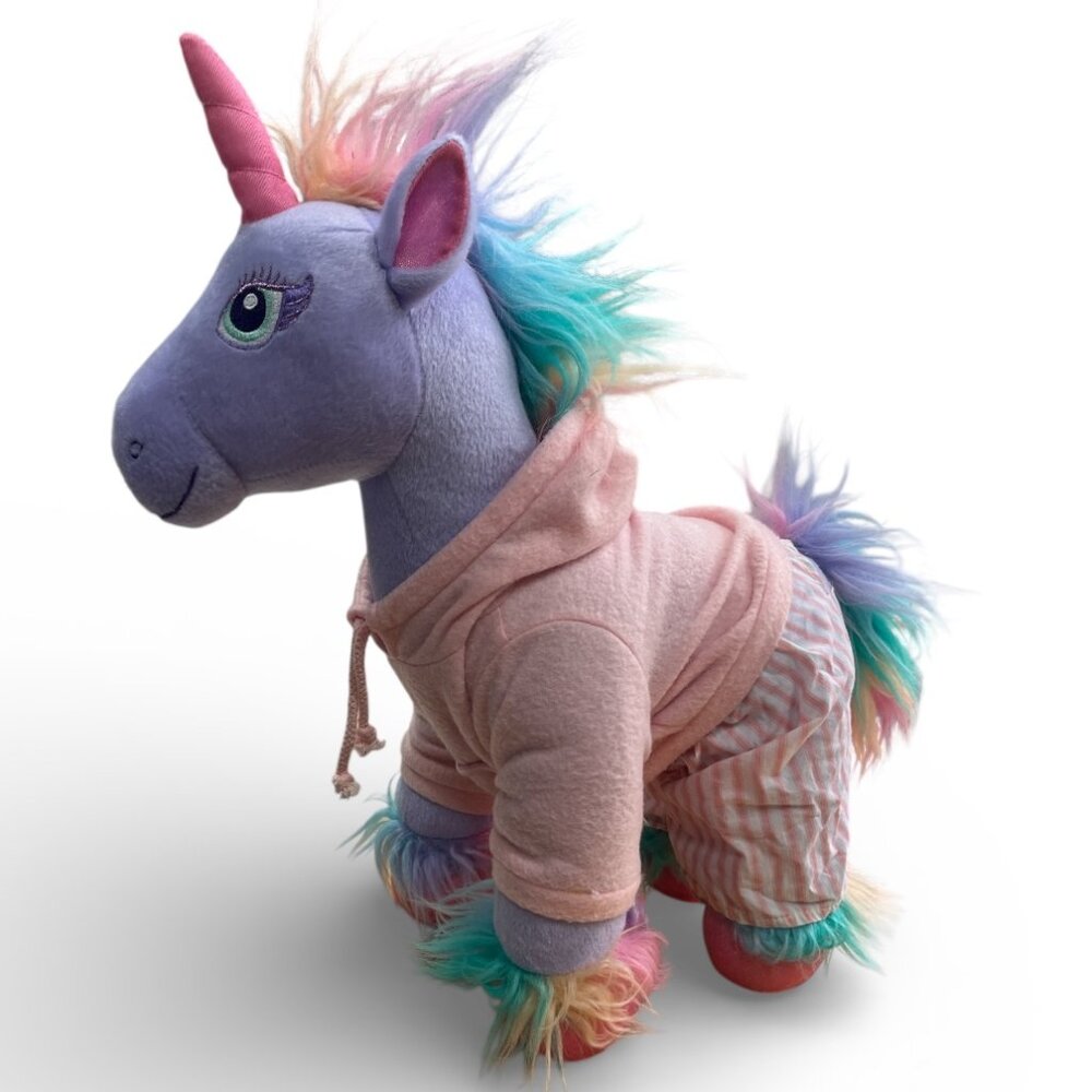 BUILD A BEAR Enchanted Unicorn Fairy Friend Plush Rainbow Mane Pink Horn 16"